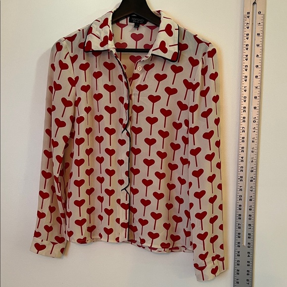 Topshop Tops - Topshop Red Heart Button Down Shirt